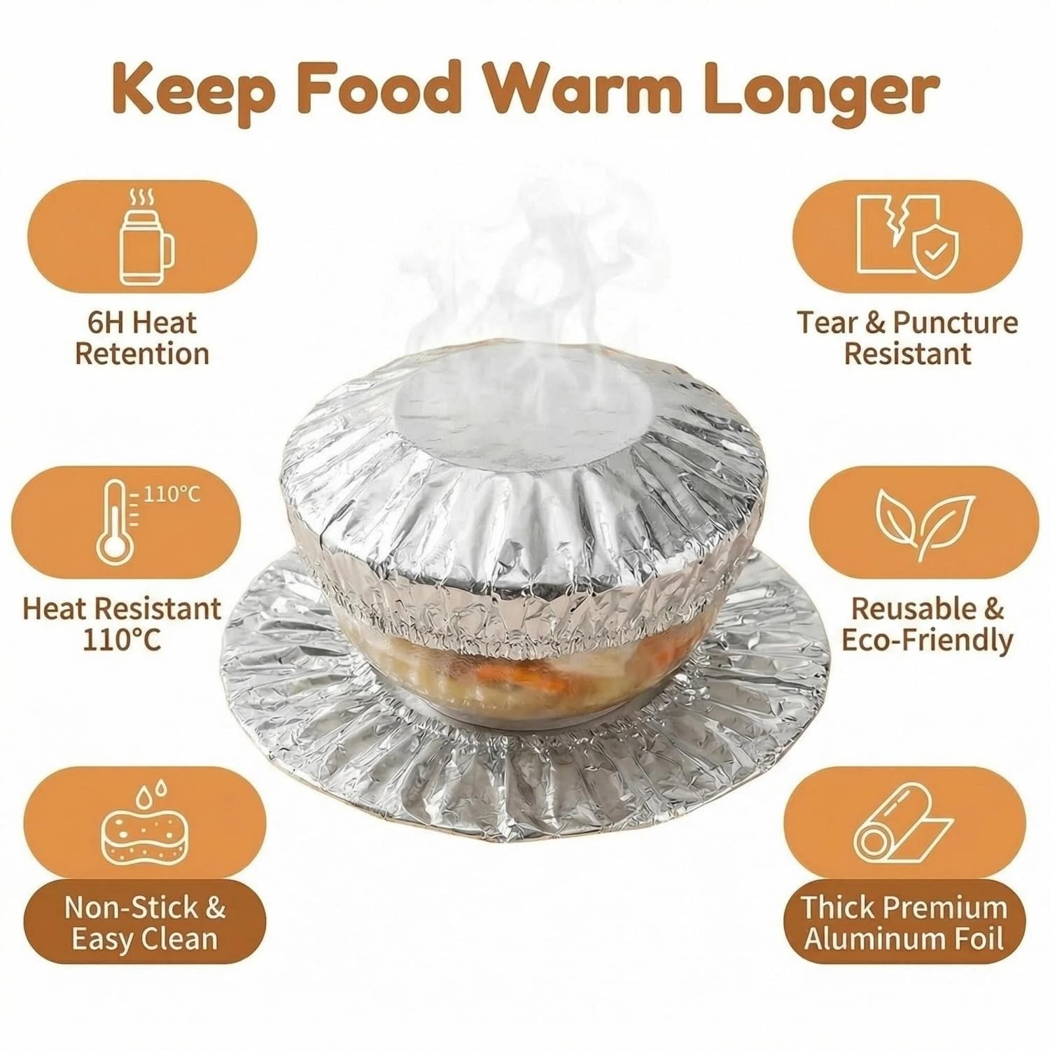 🔥Last Day 50% OFF🔥ALUMINUM FOIL INSULATION COVER Keeps Food Warm, Reusable, Universal Fit