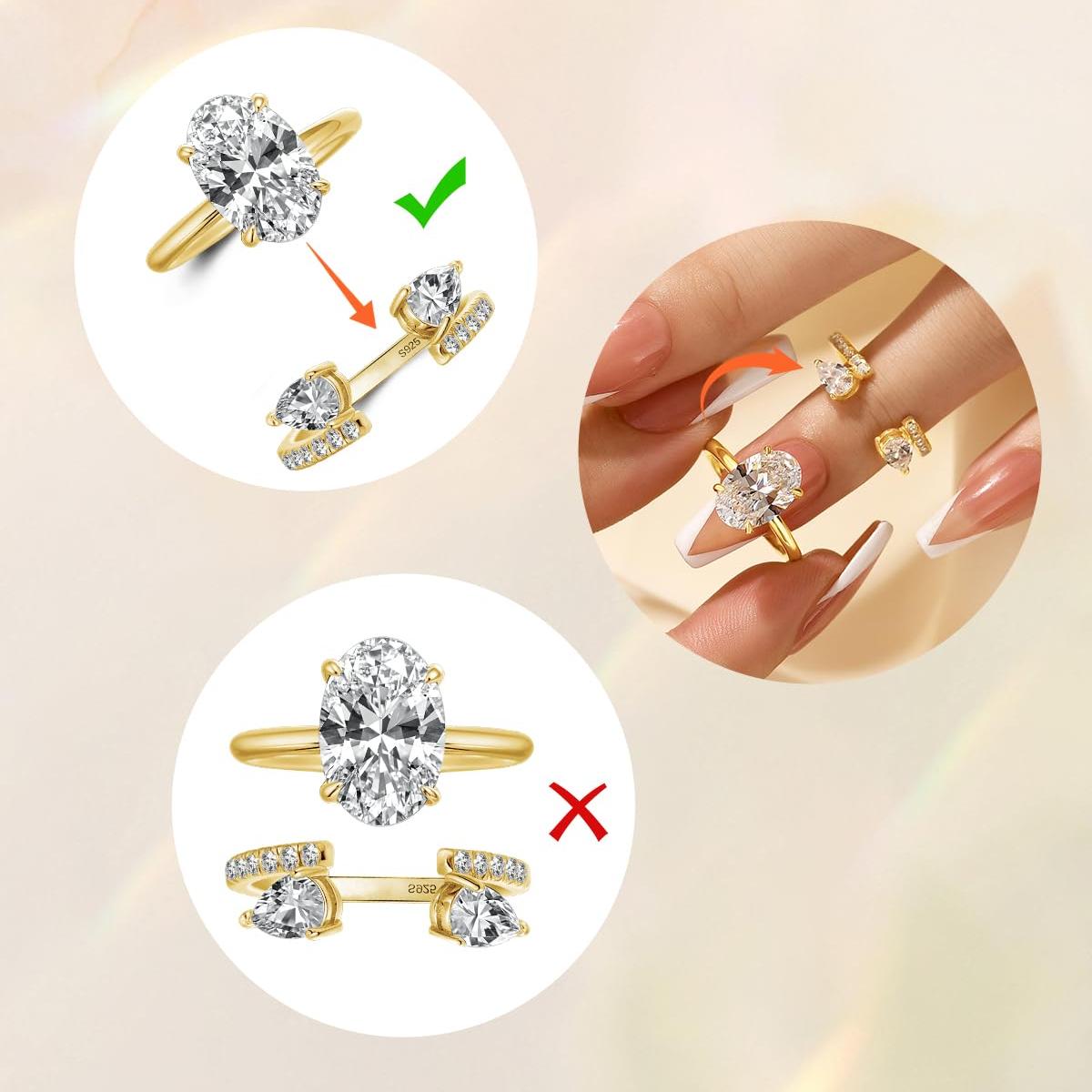 ✨Double Stone Pear-Shaped Open Stackable Ring💝