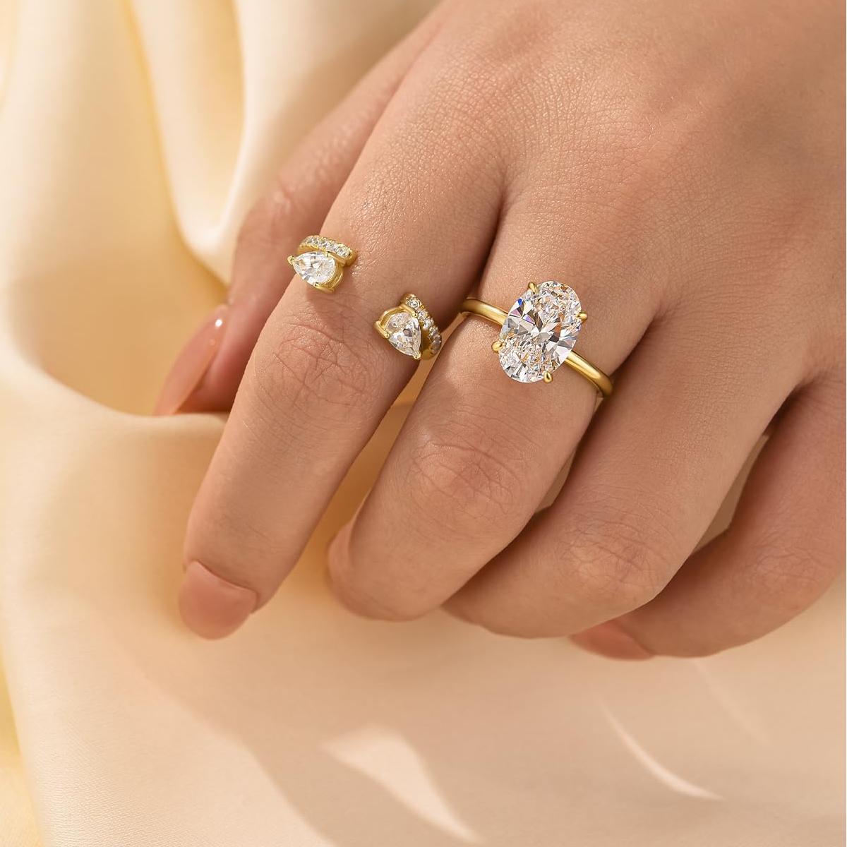 ✨Double Stone Pear-Shaped Open Stackable Ring💝