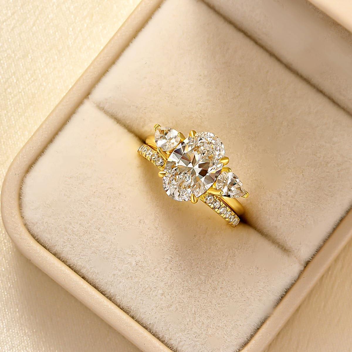 ✨Double Stone Pear-Shaped Open Stackable Ring💝