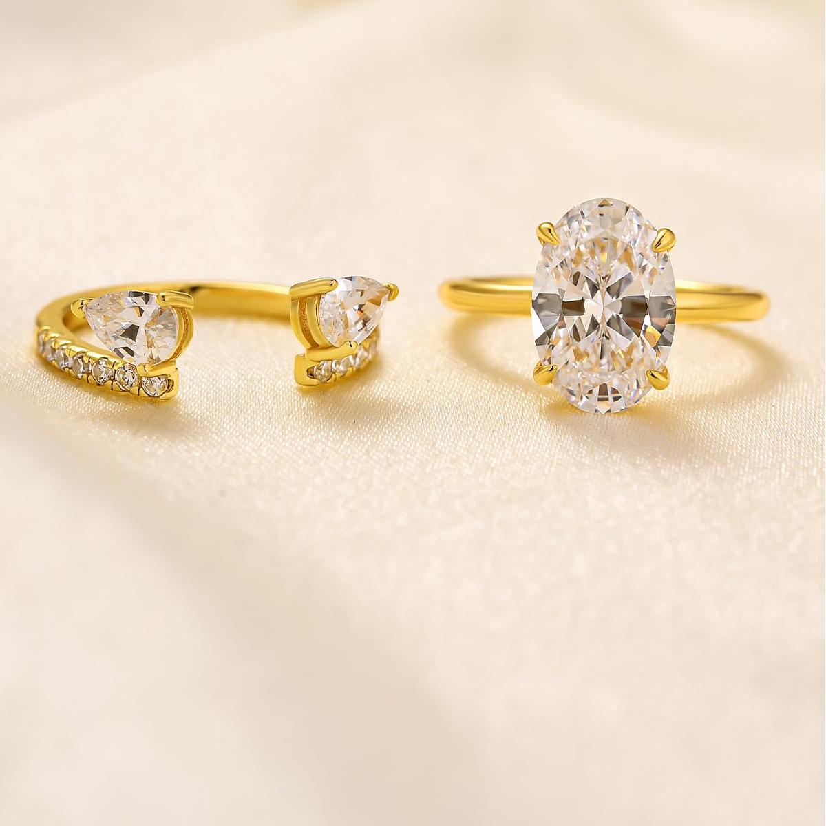 ✨Double Stone Pear-Shaped Open Stackable Ring💝
