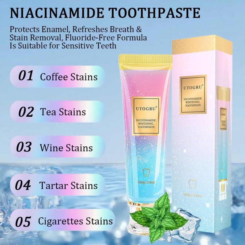 🔥Limited-time discount of 50%🔥Triple Fluoride-Free Whitening Niacinamide Toothpaste✨