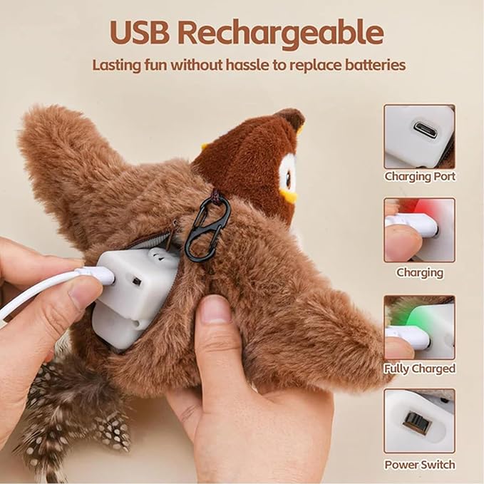 Indoor Interactive Cat And Bird Toy With Catnip Inside USB Charging