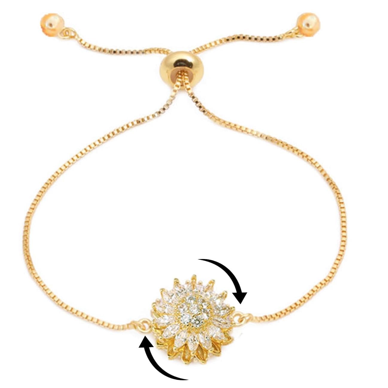 Rotating Sunflower Rhinestone Stress Relief Bracelet💝