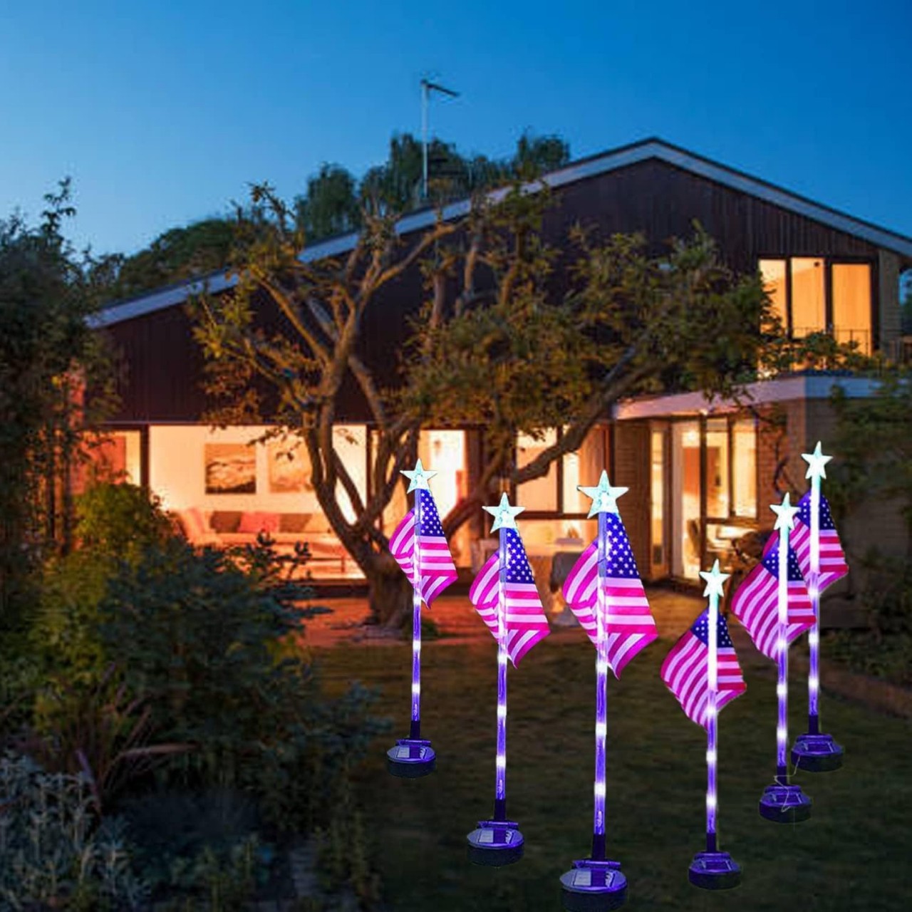 🔥Last Day- 50% OFF🔥 American Flag Pathway Lights – Red, White & Blue Yard Glow for 250th Independence Celebration 🇺🇸✨