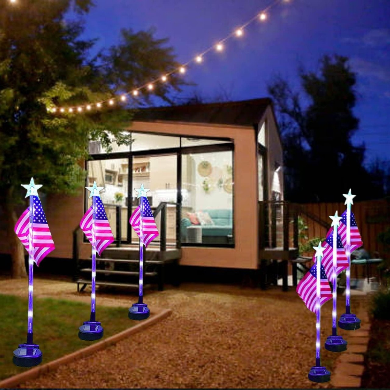 🔥Last Day- 50% OFF🔥 American Flag Pathway Lights – Red, White & Blue Yard Glow for 250th Independence Celebration 🇺🇸✨