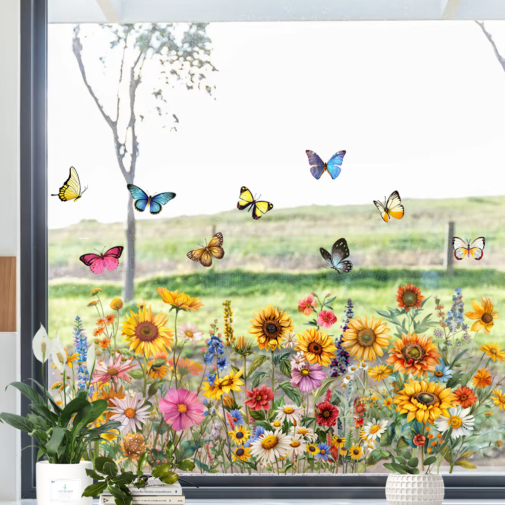 ✨LAST DAY: 50% OFF! - 💐Colorful Floral Bouquet Window Sticker🖼️(Cut to size freely)