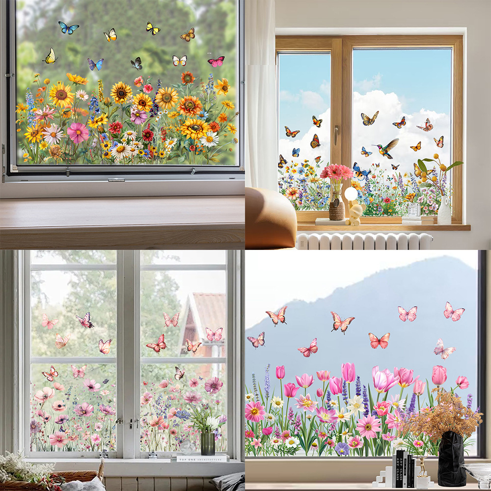 ✨LAST DAY: 50% OFF! - 💐Colorful Floral Bouquet Window Sticker🖼️(Cut to size freely)