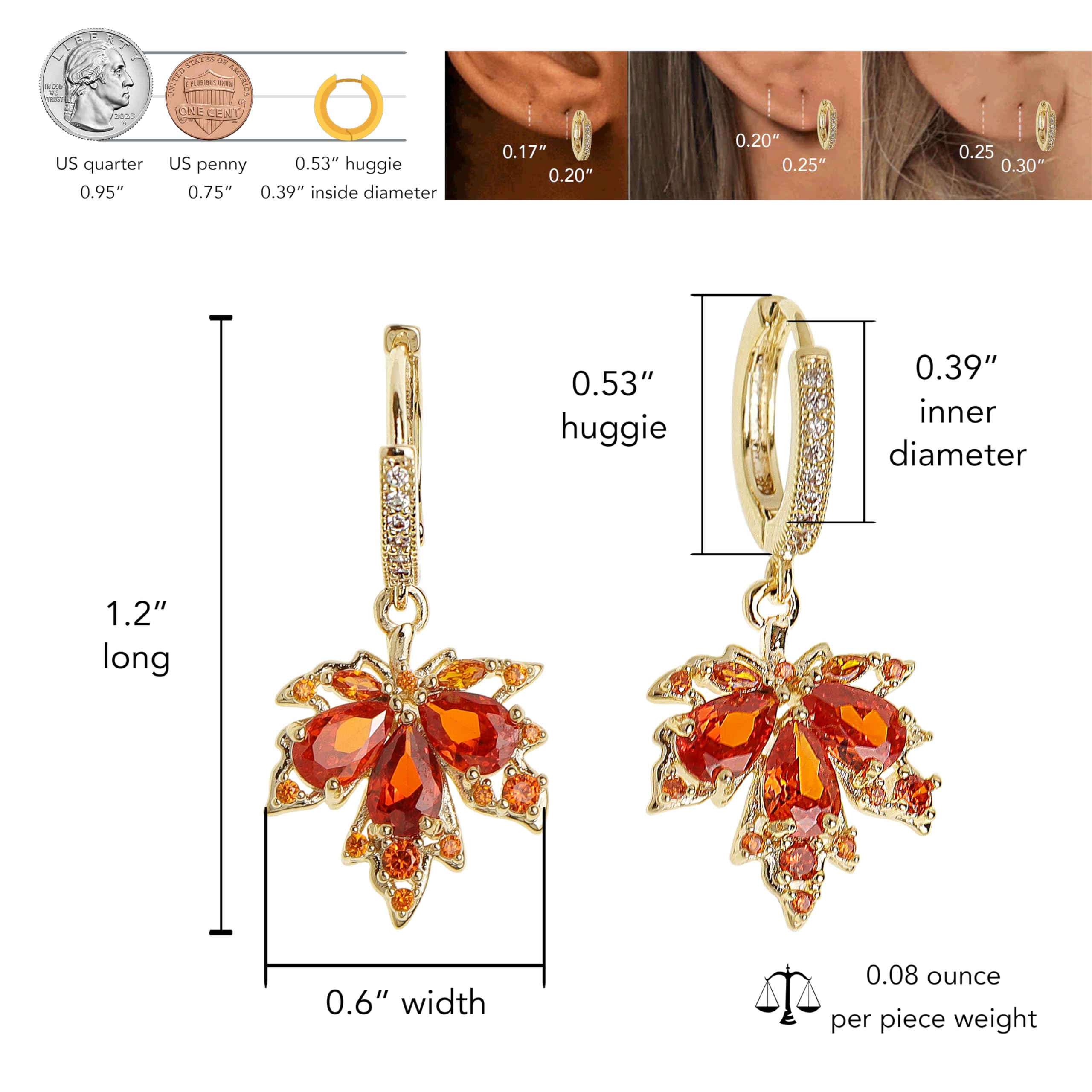 🔥HOT SALE 50%OFF ⚡Gold and silver small round ring maple leaf pendant earrings