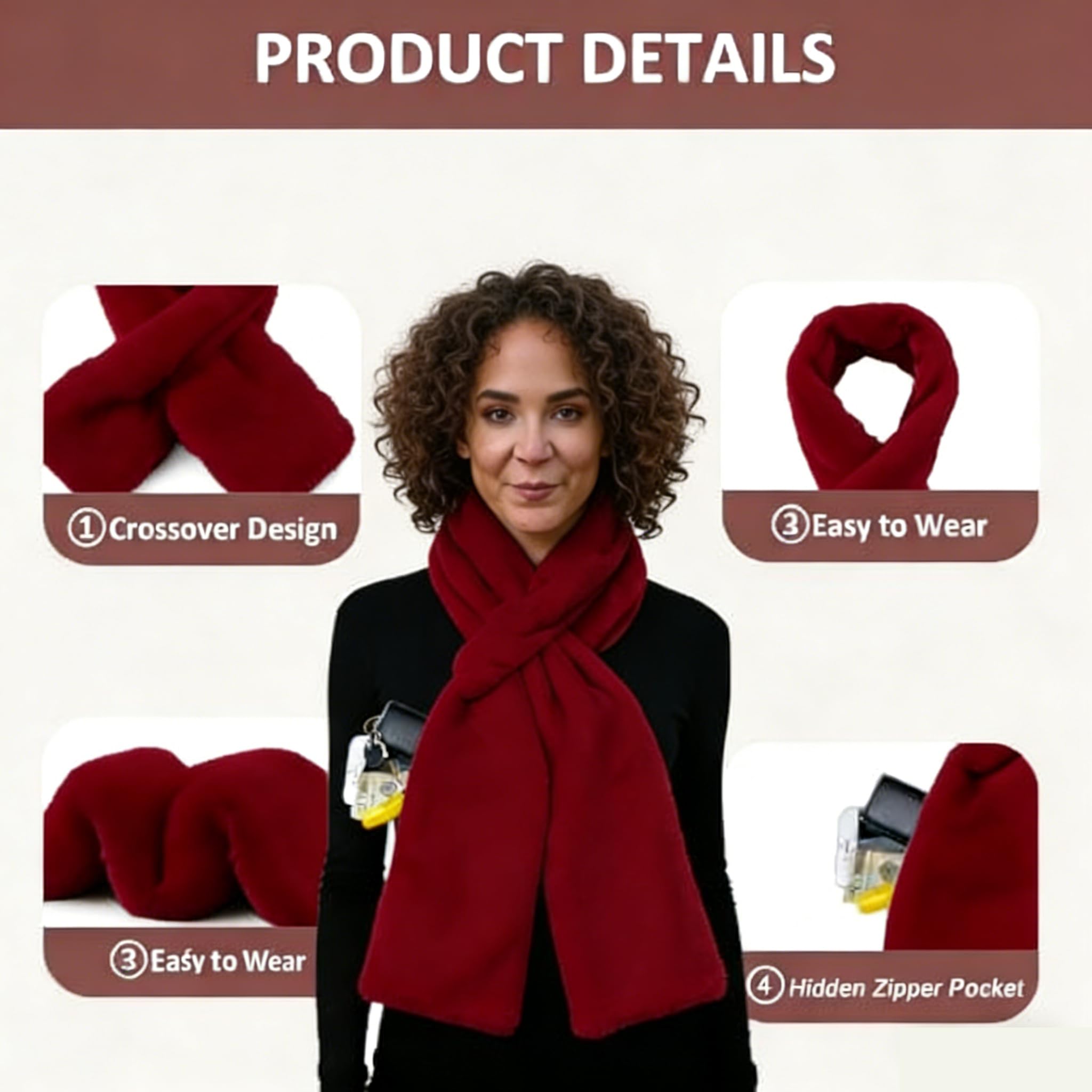 Holiday special offer, save up to 50%! 🔥 Super comfortable scarf with hidden zippered pocket