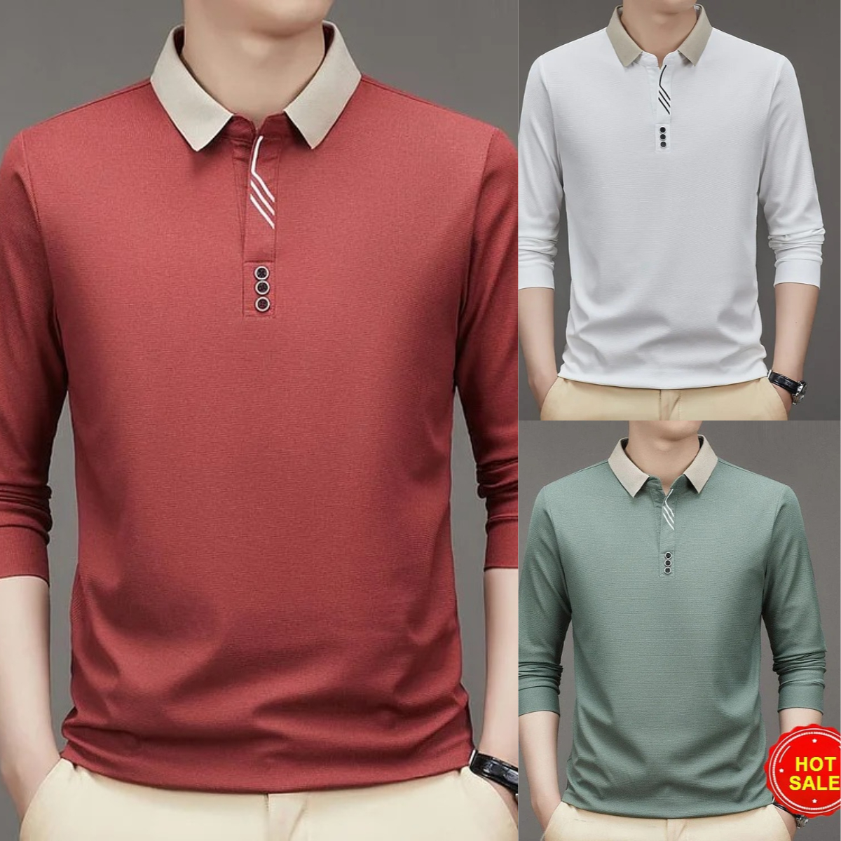 🔥2025 NEW SALES - 50% OFF🔥Men's Business Casual Solid Color Lapel Base T-shirt