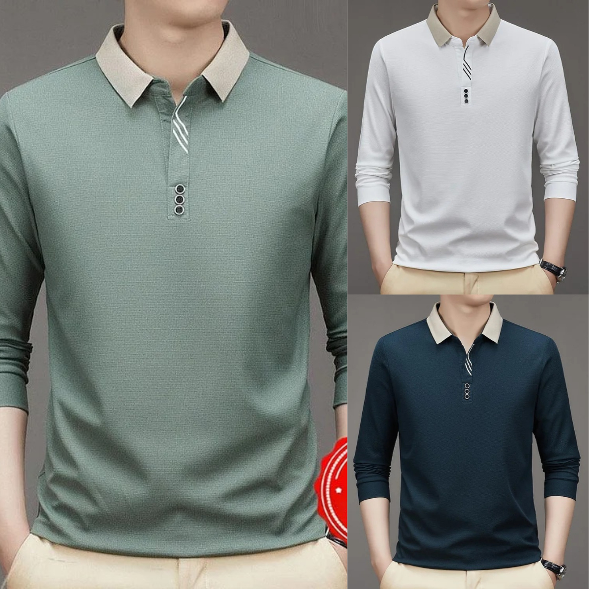🔥2025 NEW SALES - 50% OFF🔥Men's Business Casual Solid Color Lapel Base T-shirt