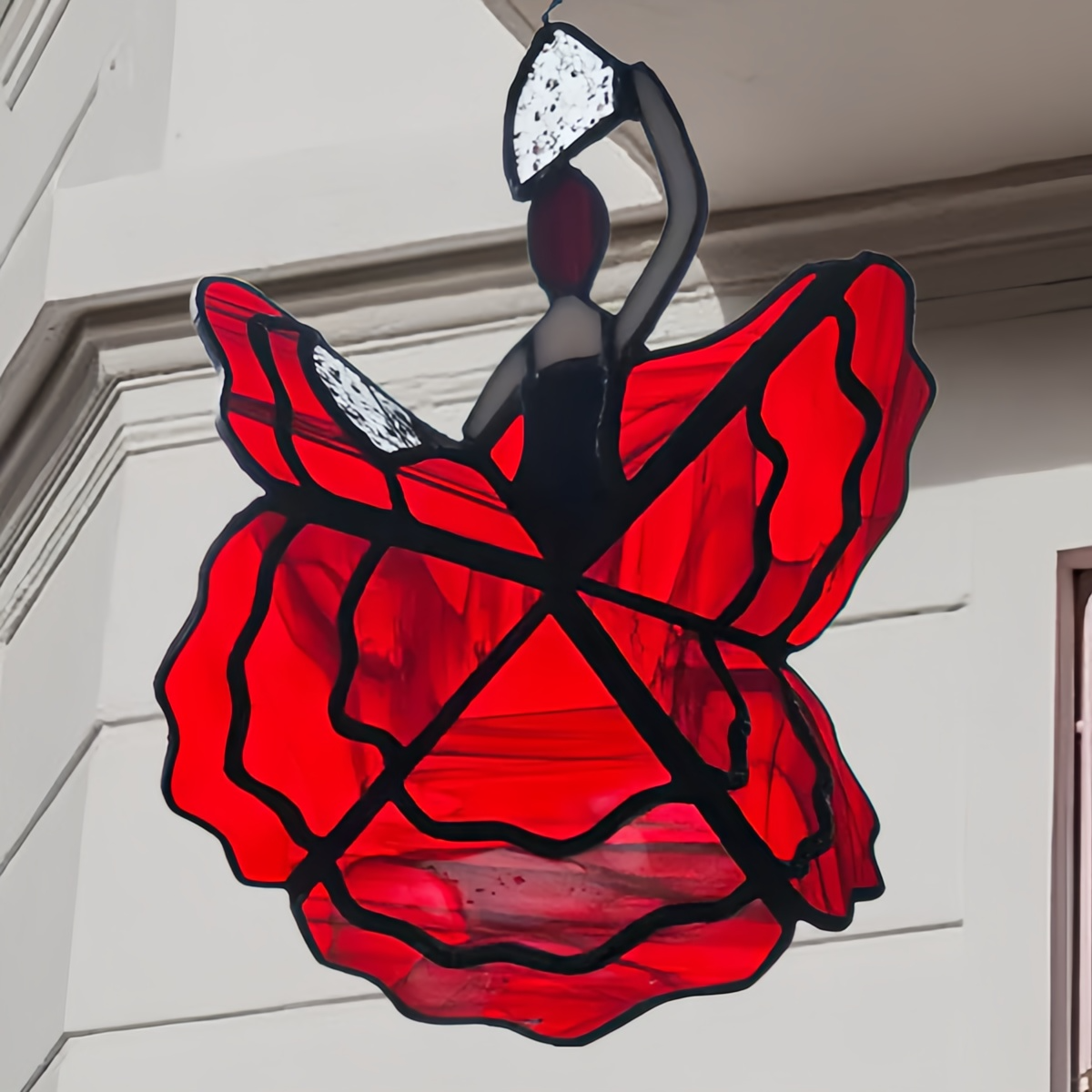 💃Táncoló hölgy üvegfestmény fonó - színes akril medál