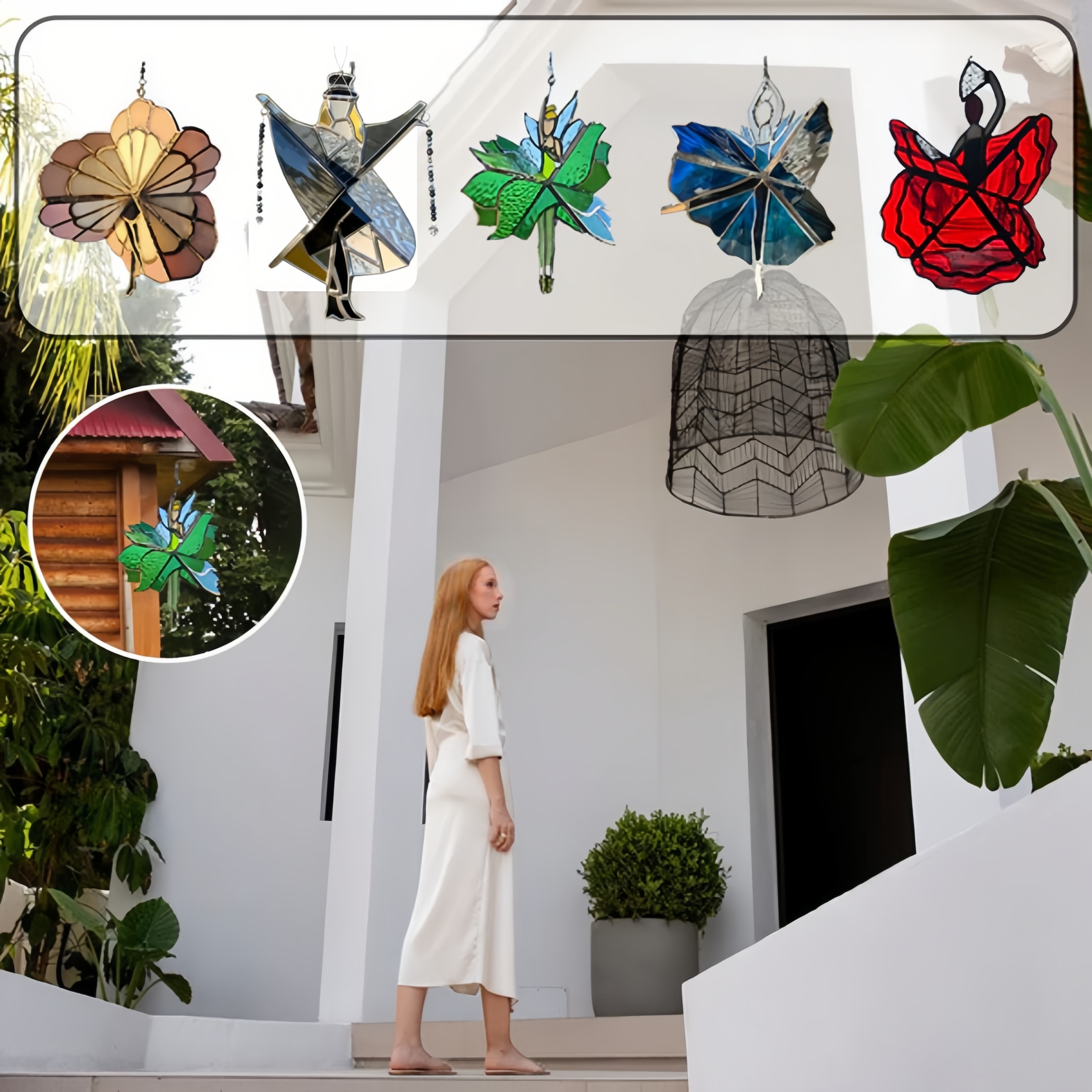 💃Táncoló hölgy üvegfestmény fonó - színes akril medál