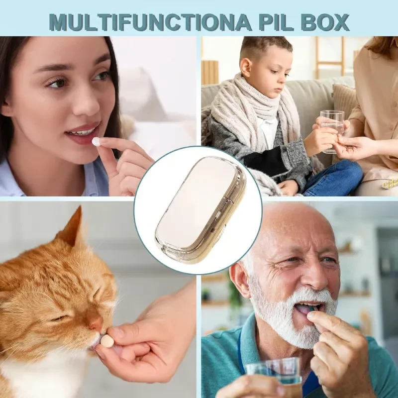 💊【Vásároljon 1-et, kapjon 1-et ingyen】 A legújabb hordozható pirulavágó doboz – precíz 1/2 és 1/4 vágások!