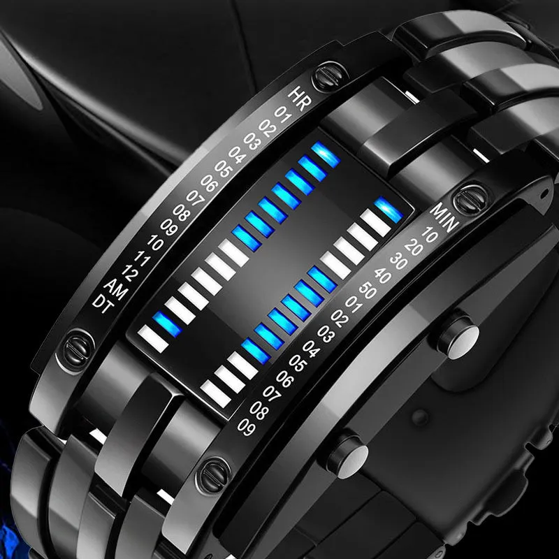 ⌚ MOST 50% KEDVEZMÉNY! 🤓 Cyberpunk Binary LED óra – „Csak a geekek értik” – Futurisztikus, egyedi és szemet gyönyörködtető kék LED kijelzővel 💙