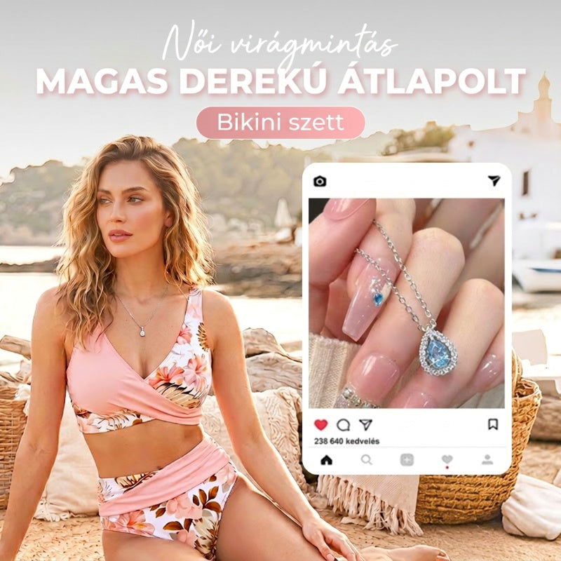 🌸🌿 Női virágmintás, magas derekú bikini szett (EU S-XL) 🌊👙