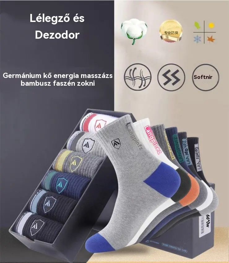 💓【10 pár】 Férfi izzadságelnyelő és szagtalanító zokni