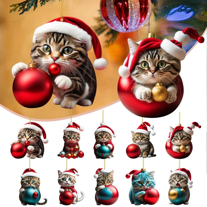 🎄10/20db😻 Kitty karácsonyfa díszek. Függő macska díszek