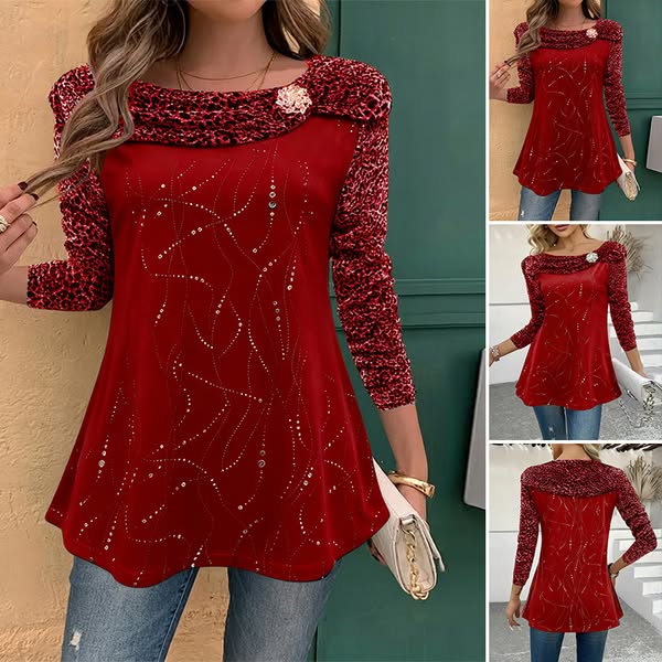 【S-5XL】👗Elegáns bársony póló strasszokkal - luxus megjelenés minden alkalomra