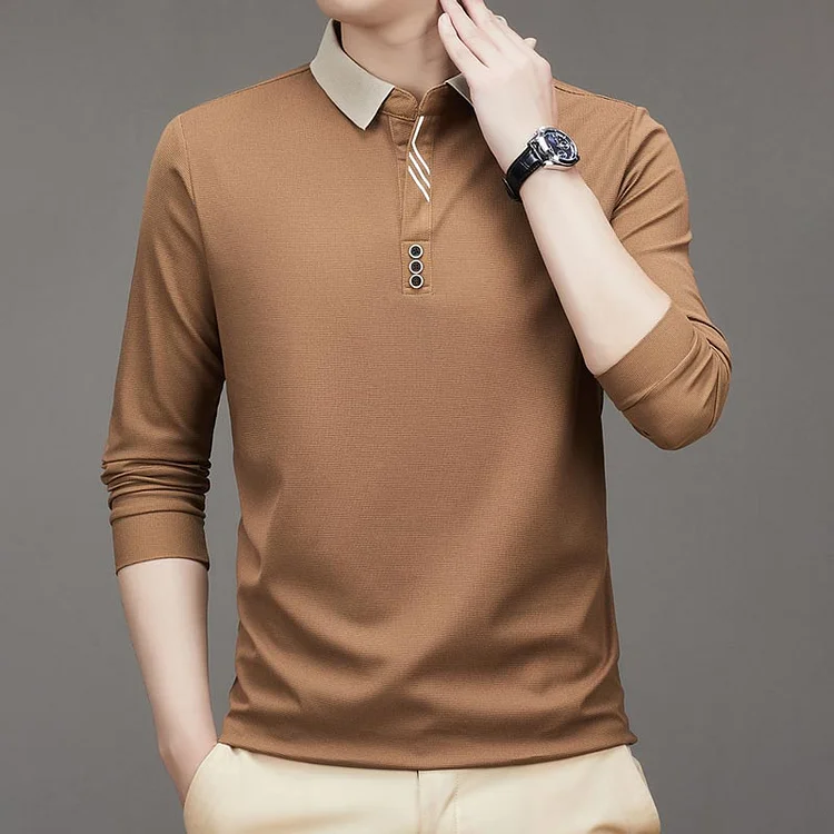 🔥2025 NEW SALES - 50% OFF🔥Men's Business Casual Solid Color Lapel Base T-shirt