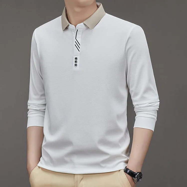 🔥2025 NEW SALES - 50% OFF🔥Men's Business Casual Solid Color Lapel Base T-shirt