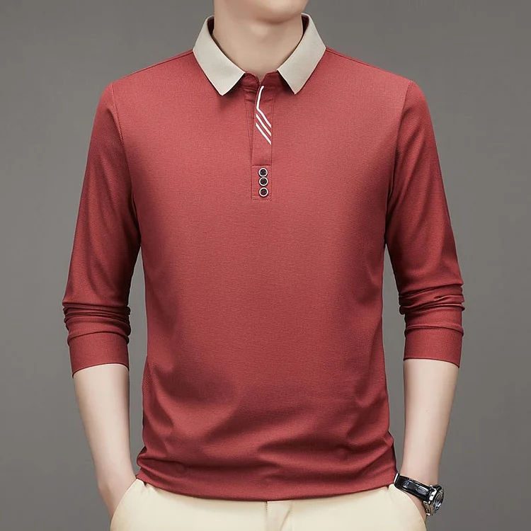 🔥2025 NEW SALES - 50% OFF🔥Men's Business Casual Solid Color Lapel Base T-shirt