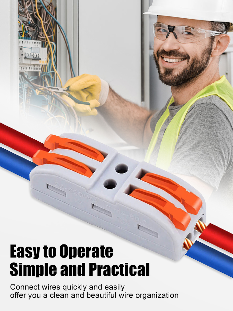 Gyorscsatlakozó, kábelcsatlakozó, univerzális puha és kemény kábelekhez, otthoni és üzleti használatra alkalmas, két színben kapható