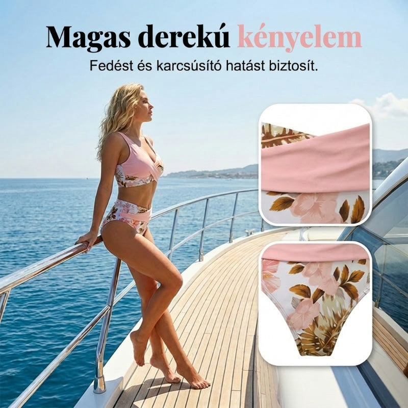 🌸🌿 Női virágmintás, magas derekú bikini szett (EU S-XL) 🌊👙