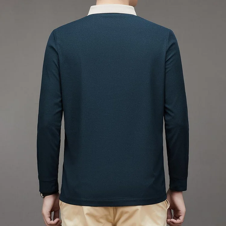 🔥2025 NEW SALES - 50% OFF🔥Men's Business Casual Solid Color Lapel Base T-shirt