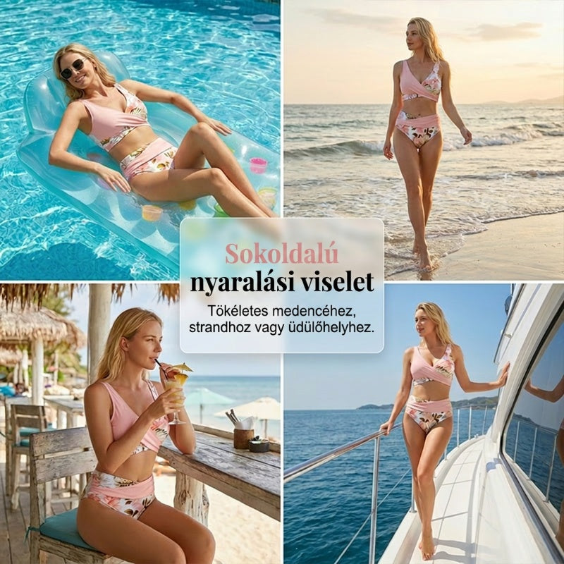 🌸🌿 Női virágmintás, magas derekú bikini szett (EU S-XL) 🌊👙