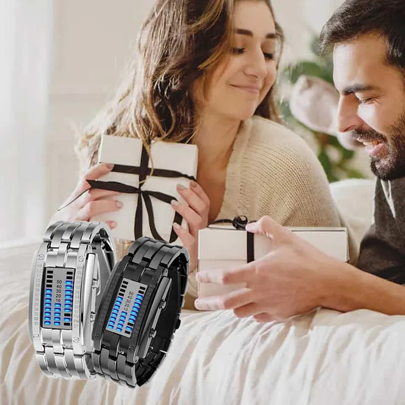 ⌚ MOST 50% KEDVEZMÉNY! 🤓 Cyberpunk Binary LED óra – „Csak a geekek értik” – Futurisztikus, egyedi és szemet gyönyörködtető kék LED kijelzővel 💙
