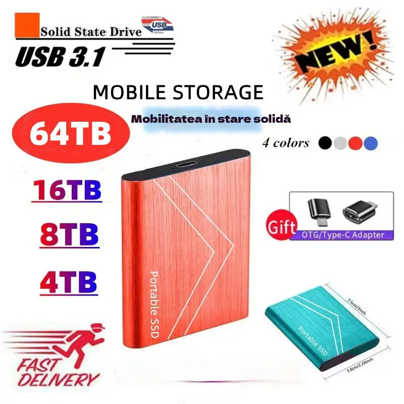 【4/8/16 TB】💾🚀 Nagy sebességű mobil merevlemez 🖲 | Nagy kapacitásbővítés fájlok tárolásához és irodába 🔝✨