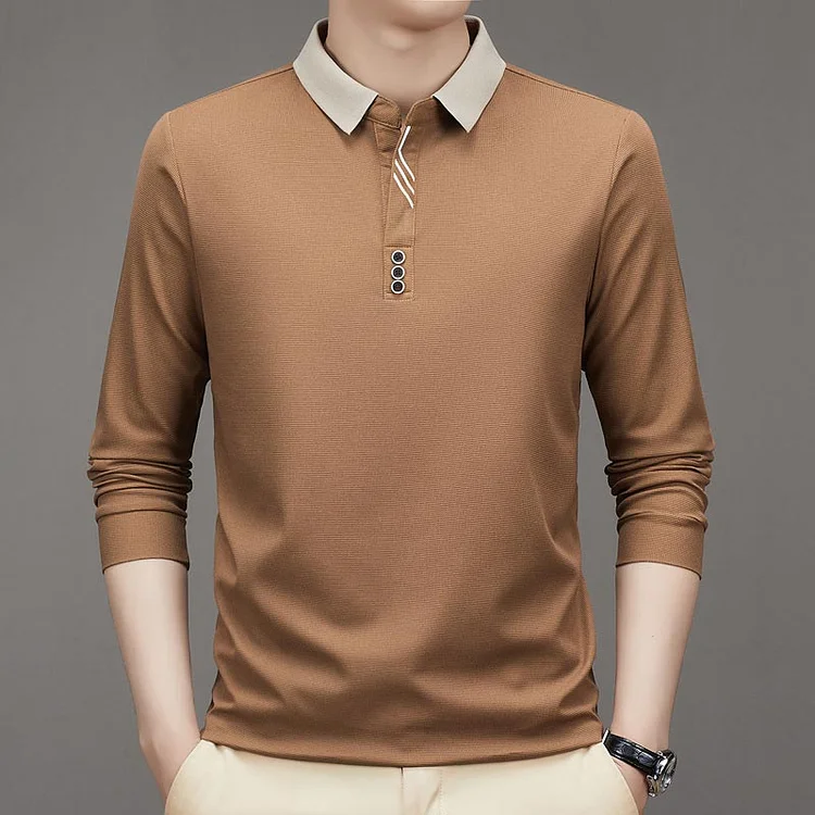 🔥2025 NEW SALES - 50% OFF🔥Men's Business Casual Solid Color Lapel Base T-shirt