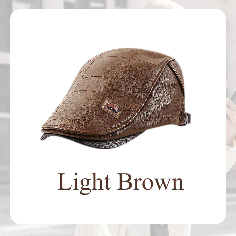 🧢Férfi divatos PU bőr borostyánmintás sapka