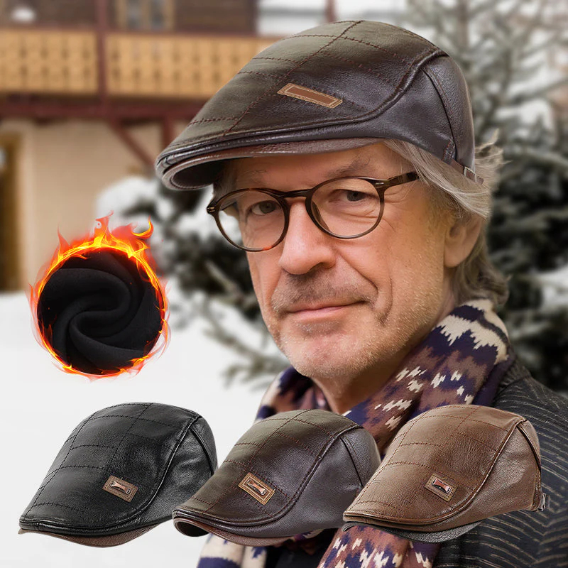 🧢Férfi divatos PU bőr borostyánmintás sapka