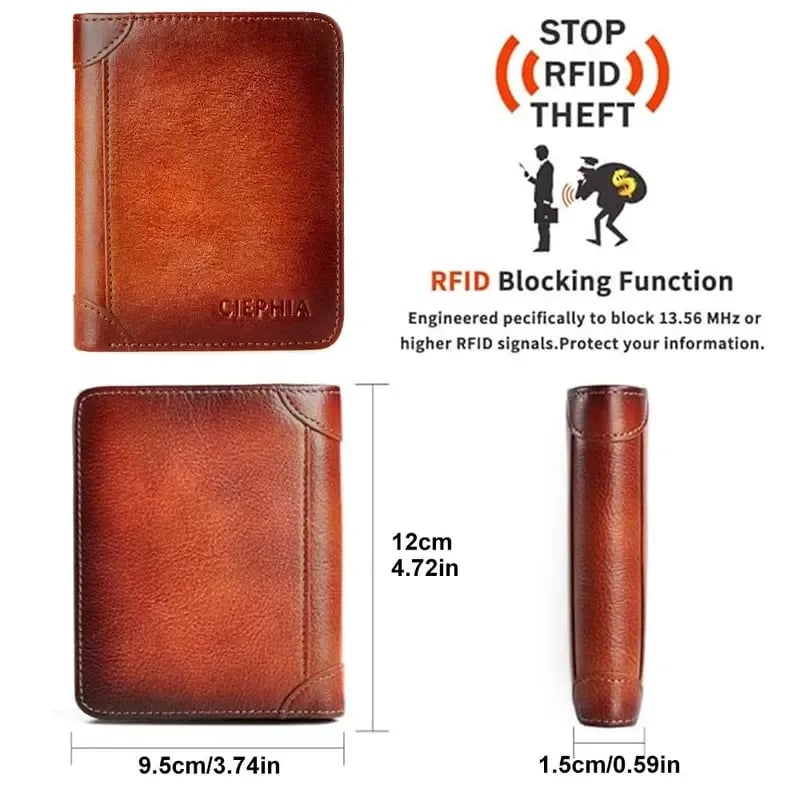 💖Гореща отстъпка от 48%🌹Оригинален кожен RFID портфейл за мъже - античен многофункционален държач за лична карта
