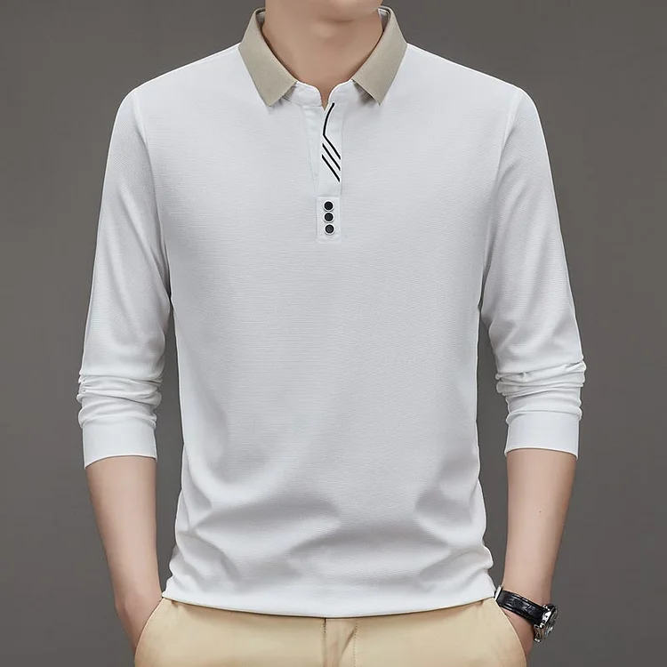 🔥2025 NEW SALES - 50% OFF🔥Men's Business Casual Solid Color Lapel Base T-shirt