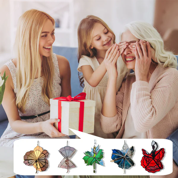 💃Táncoló hölgy üvegfestmény fonó - színes akril medál