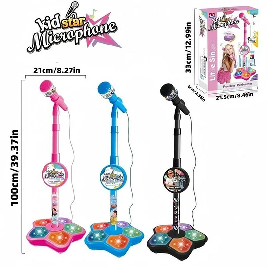 🎁 Zabawka mikrofonowa, zabawka karaoke z oświetleniem