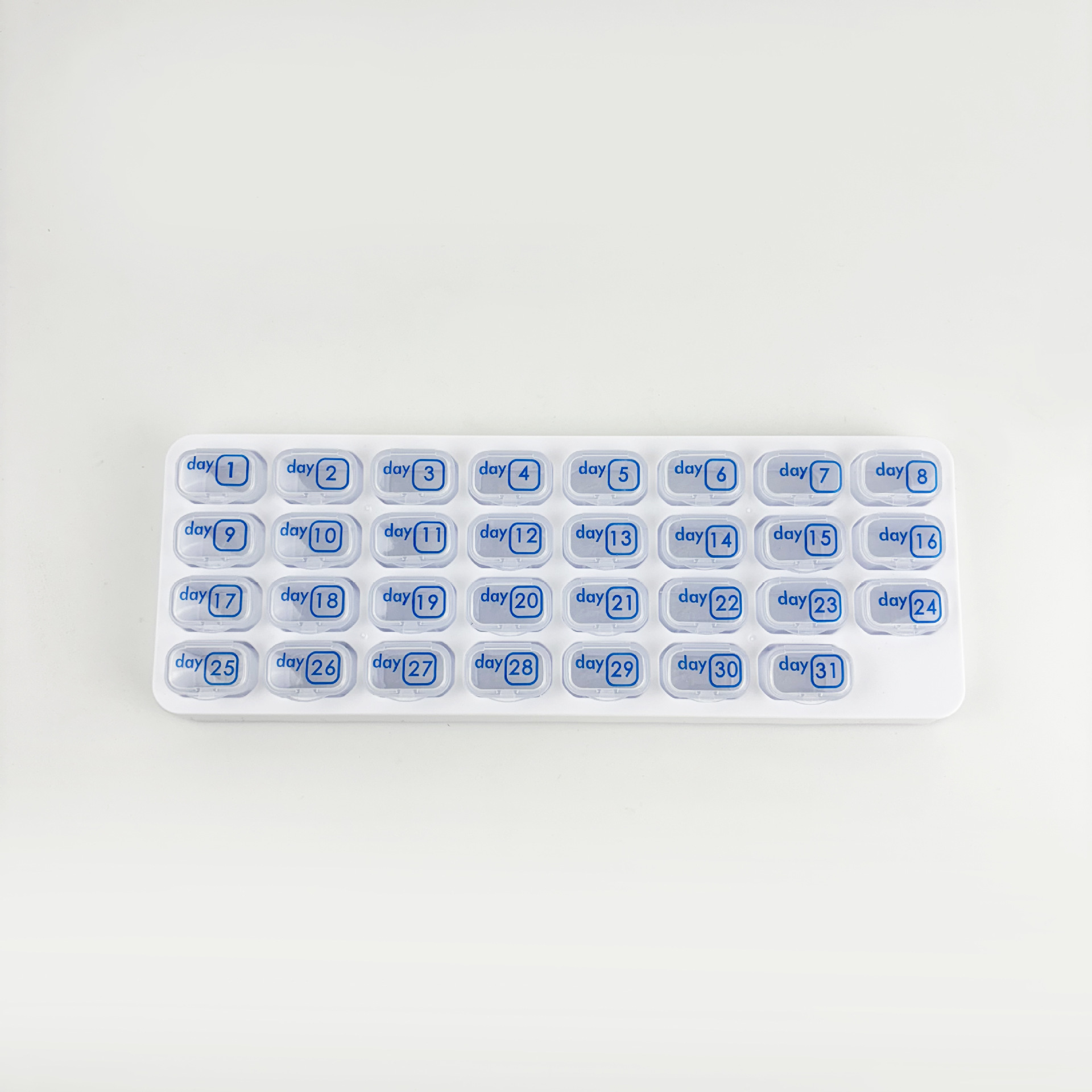 💊Месечен органайзер за хапчета с капак - Подходящ за хора с артрит, лесно отварящи се капаци, 31 подвижни капсули за ежедневно приемане, напомняне за дата и калъф за пътуване за витамини и лекарства