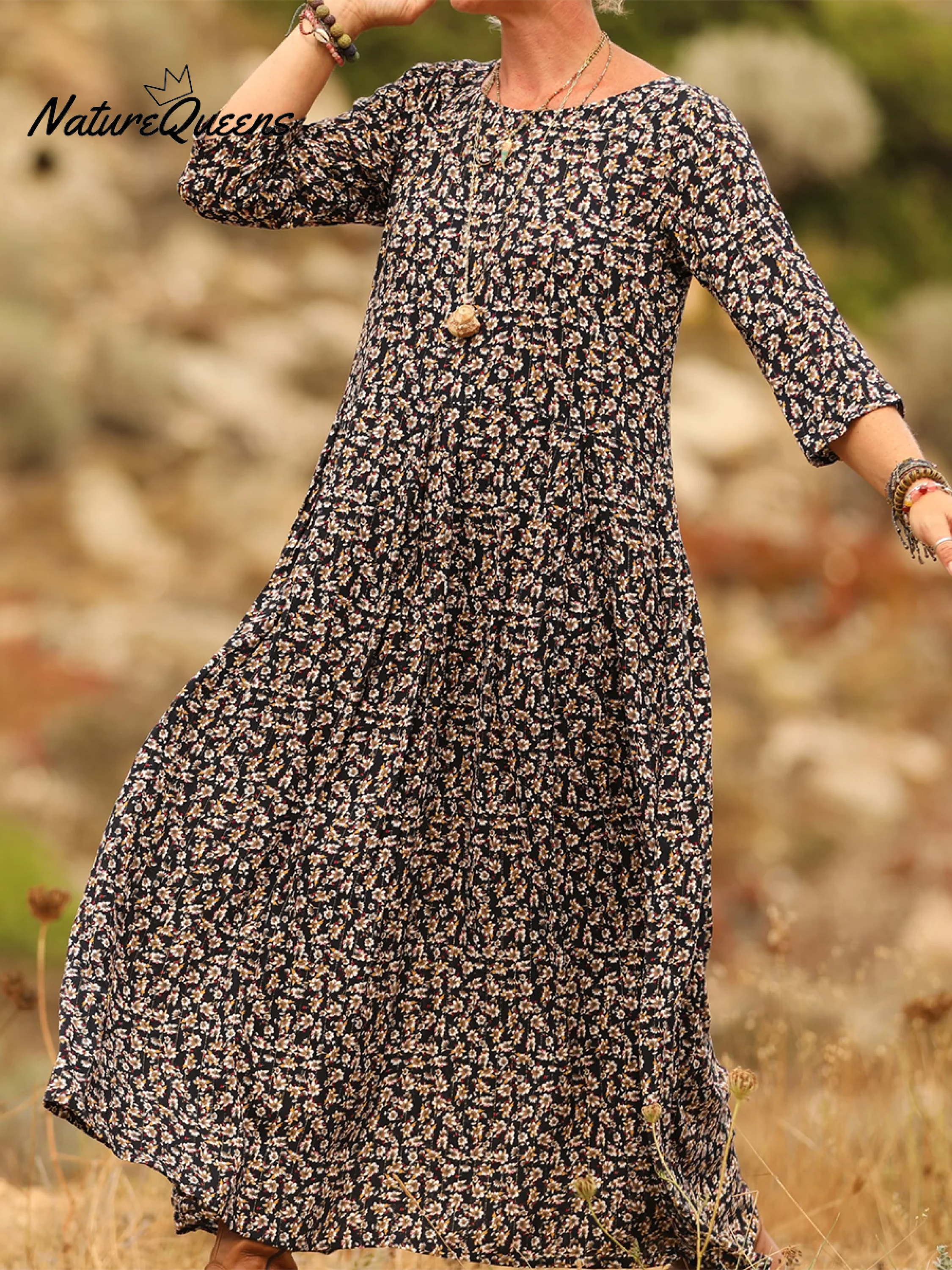 Удобна плисирана рокля от памук и лен