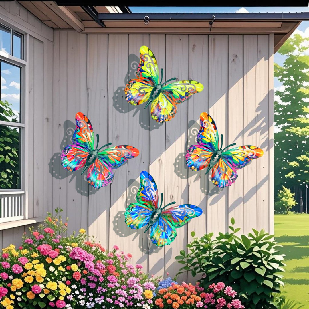 🦋Teljes készlet! 4 db-os pillangós fém faldekoráció🤩
