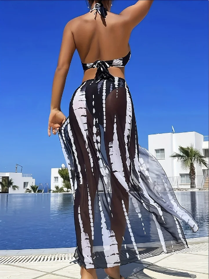 Női Csíkos Batikolt Bikini Két Részes Szett