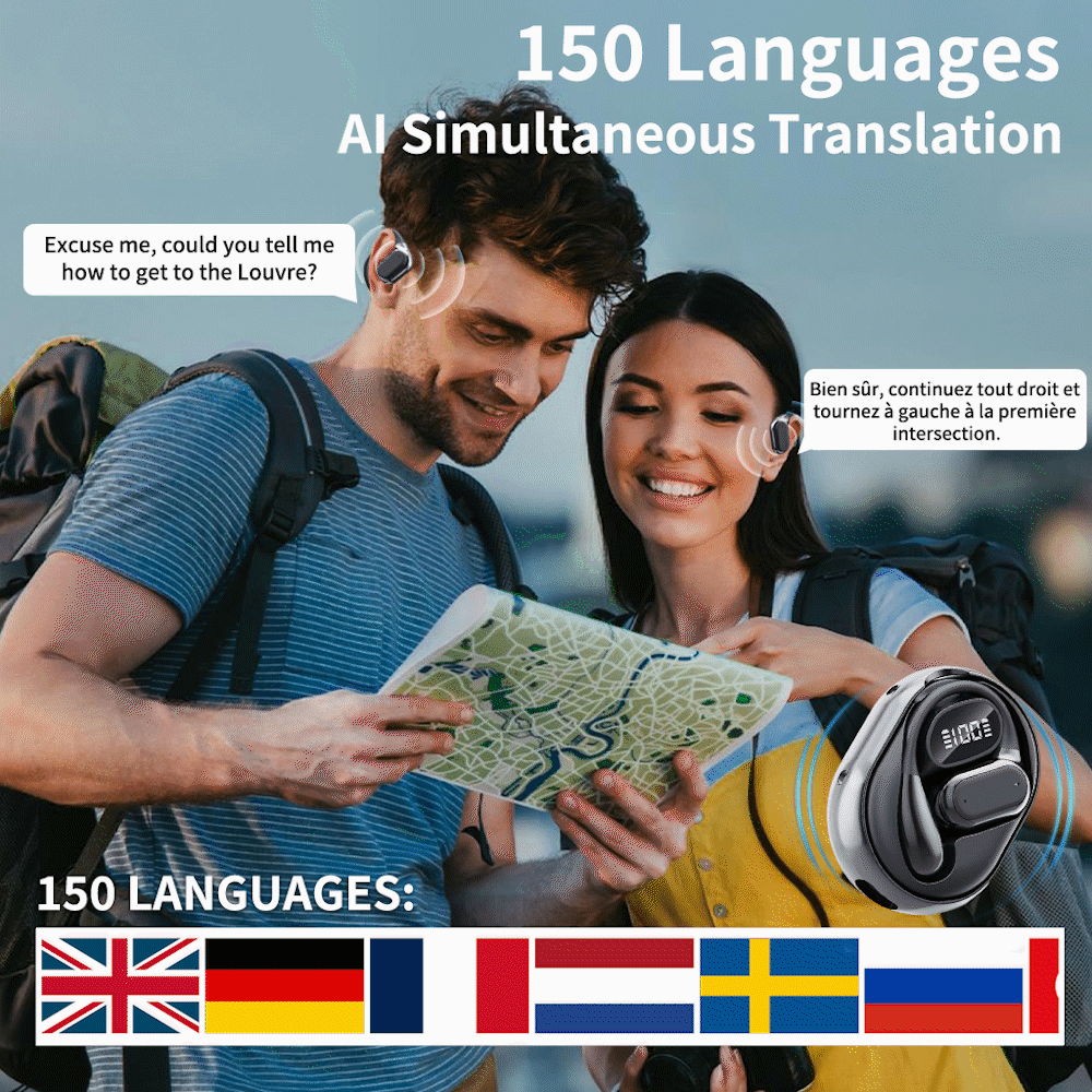 🏆AI Translation vezeték nélküli OWS Bluetooth 5.4 fejhallgató (iOS és Android rendszerekkel kompatibilis)