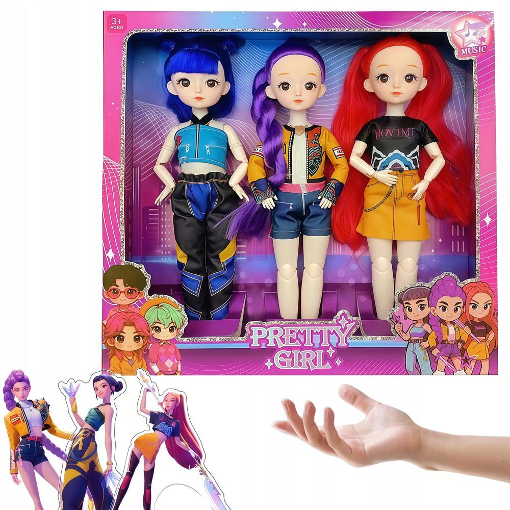 K-pop Devil Hunter 3D Anime Action Figure Set, with lights and music, includes characters such as Rumi, Mira, and Zoey. Action figures, perfect for fan desktop decorations or Christmas gifts.