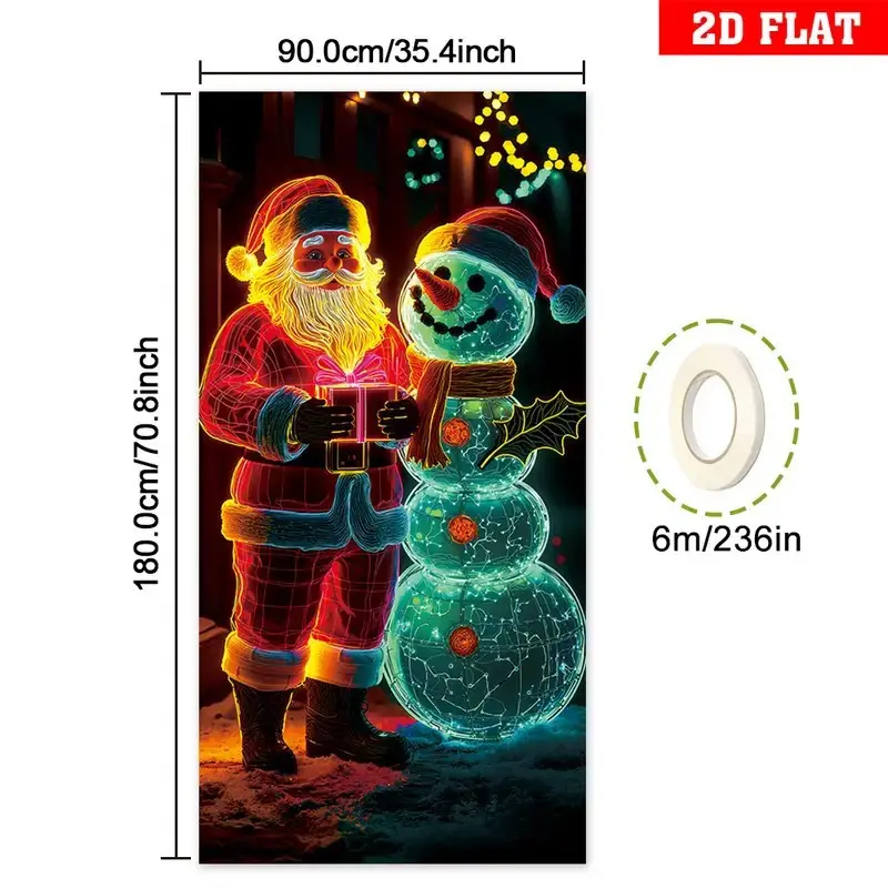 🎅UV fluoreszkáló karácsonyi banner ajtóra/háttérre/karácsonyi parti dekorációra/lógó karácsonyi dekorációs anyagra