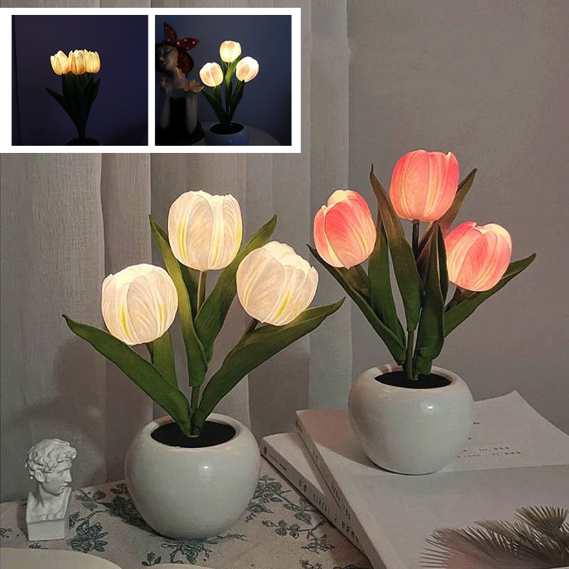 🔥 LED Tulip Éjjeli Lámpa Virág Asztali Lámpa 🌷💡