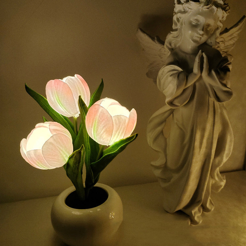 🔥 LED Tulip Éjjeli Lámpa Virág Asztali Lámpa 🌷💡