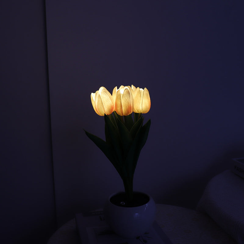 🔥 LED Tulip Éjjeli Lámpa Virág Asztali Lámpa 🌷💡